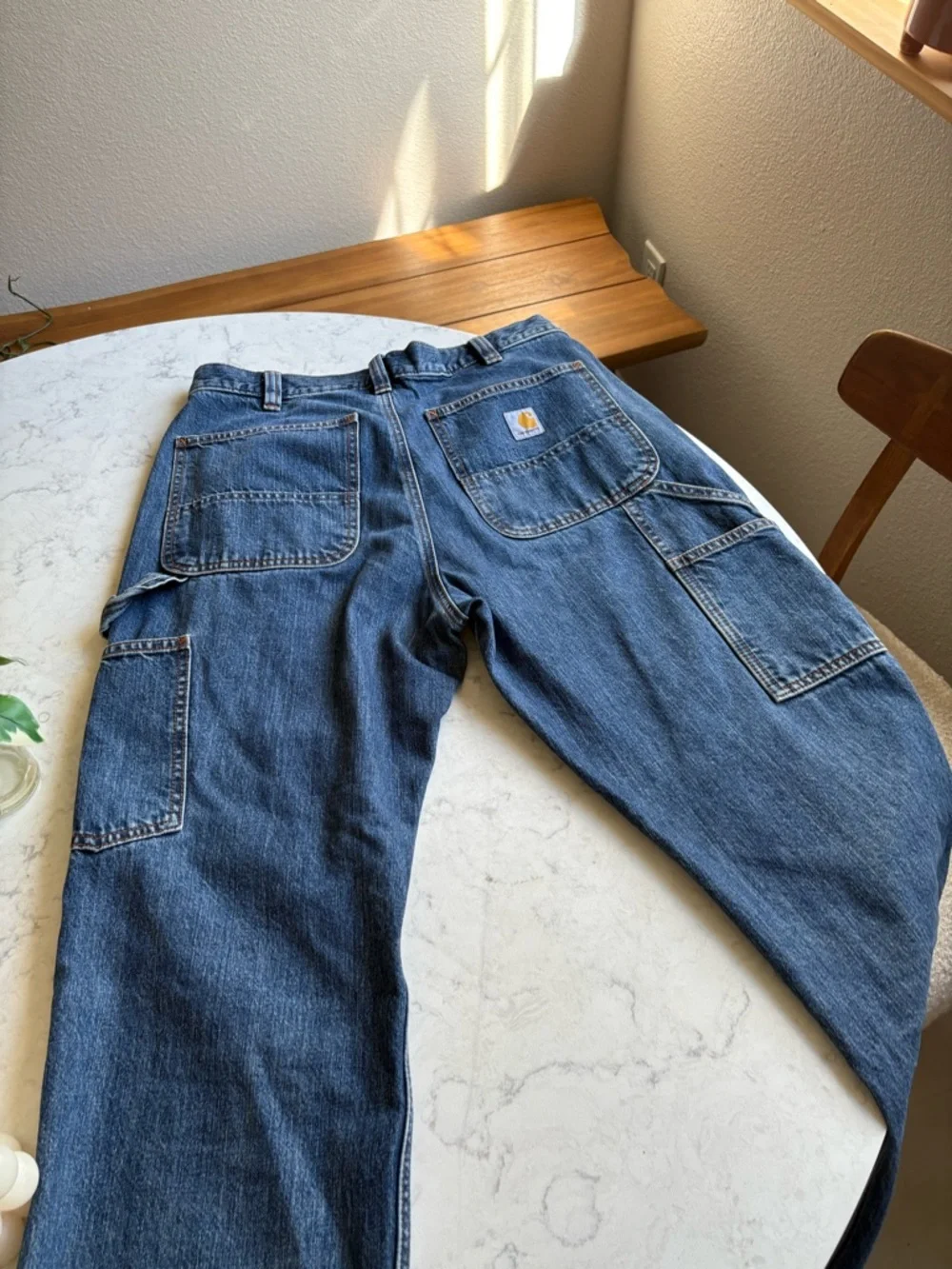 Carhartt Dark Blue Denim Carpenter Pants with Logo Patch 32x30